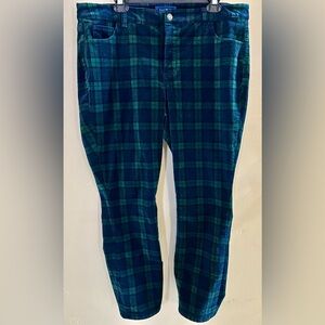 Talbots Size 14WP Velveteen Black Watch Plaid Pants, EUC